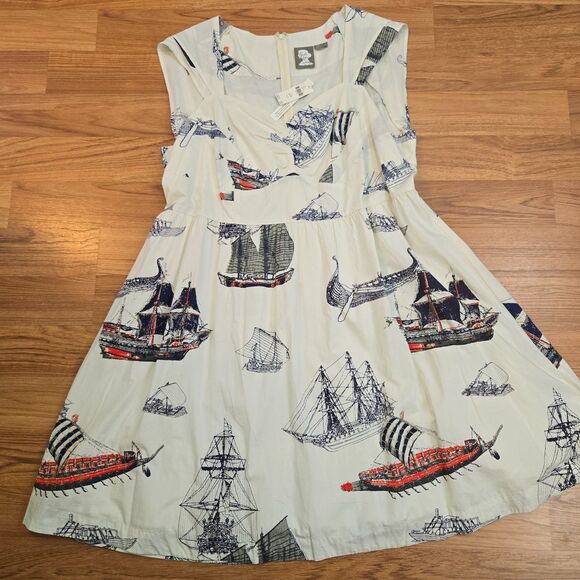 Anthropologie 26W Plus Girls from Savoy Seafarer Dress Nautical Sweetheart pinup - Picture 9 of 14